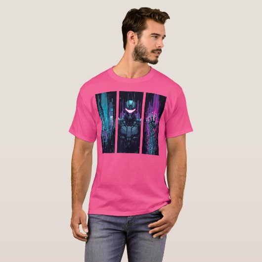  Cyberpunk Future Robot Sci-Fi Tech Art T-shirt (Voorkant volledig)