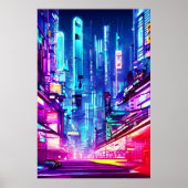 Cyberpunk Futuristic Neon City Poster (Voorkant)