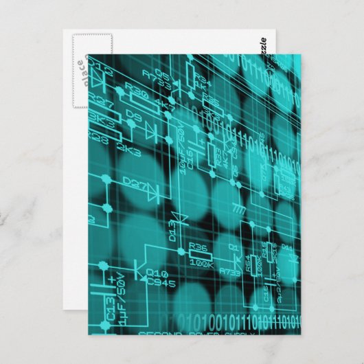 Cyberpunk Futuristische Computer Technologie Circu Briefkaart (Voorkant / Achterkant)