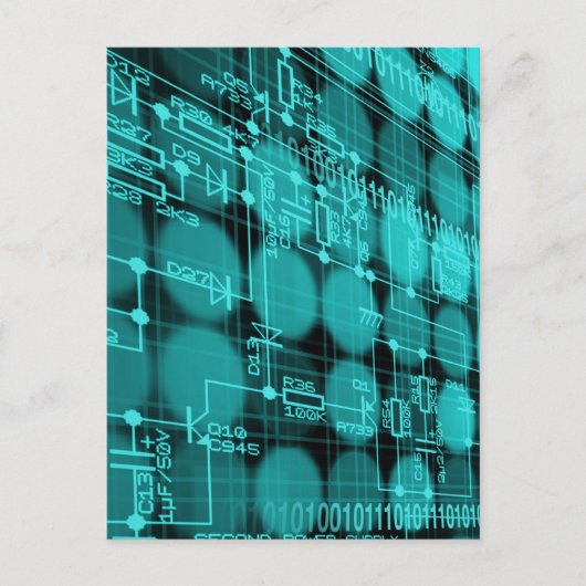 Cyberpunk Futuristische Computer Technologie Circu Briefkaart (Voorkant)