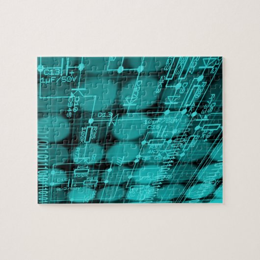 Cyberpunk Futuristische Computer Technologie Circu Legpuzzel (Horizontaal)