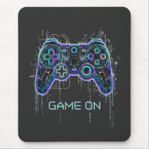 Cyberpunk-gamecontroller - Neon Game On Tech Muismat