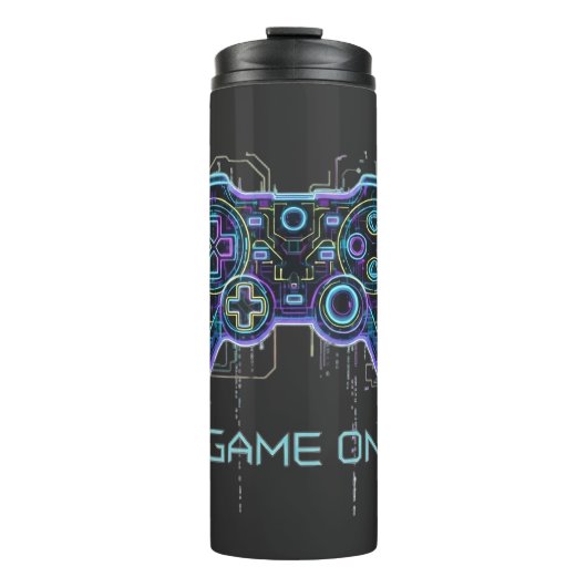 Cyberpunk-gamecontroller - Neon Game On Tech Thermosbeker (Voorkant)