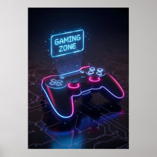 Cyberpunk Gamecontroller Neon “GAMING ZONE” Poster