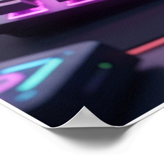 Cyberpunk Gamer Cat Art Poster (Hoek)