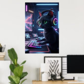 Cyberpunk gamer kat kunstposter poster (Thuiskantoor)
