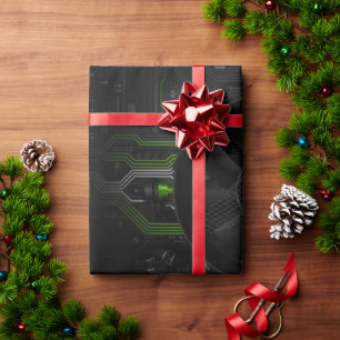 Cyberpunk Gamer PC Circuit Verpakking Cadeaupapier
