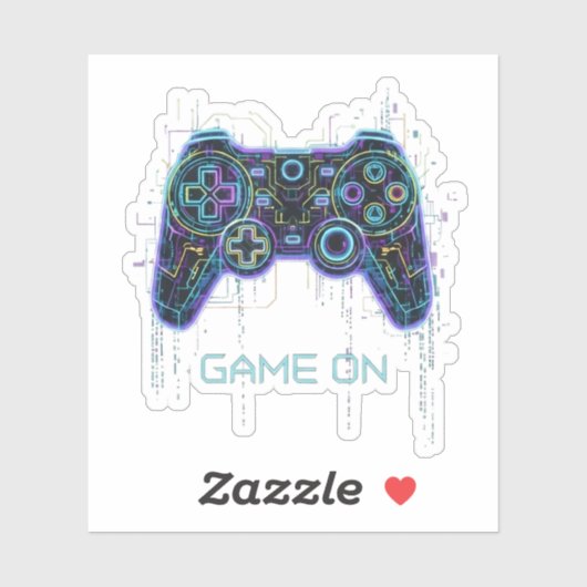 Cyberpunk Gaming Controller - Neon Game On Tech Sticker (Vel)