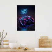 Cyberpunk Gaming Controller Neon “GAMING ZONE Poster (Keuken)