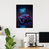 Cyberpunk Gaming Controller Neon “GAMING ZONE Poster (Thuiskantoor)