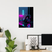 Cyberpunk Gaming Headset Poster (Thuiskantoor)