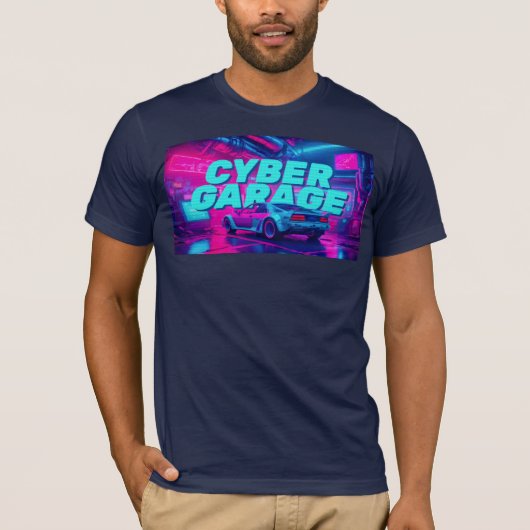 Cyberpunk Garage Retro Car Synthwave Neon T-shirt (Voorkant)
