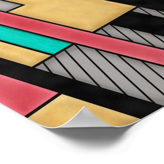 Cyberpunk geometrisch Abstract patroon Poster (Hoek)