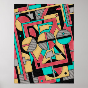 Cyberpunk geometrisch Abstract patroon Poster
