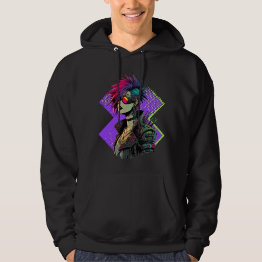 Cyberpunk Girl Hoodie (Voorkant)