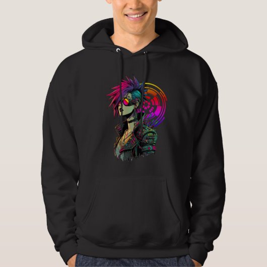 Cyberpunk Girl Hoodie (Voorkant)