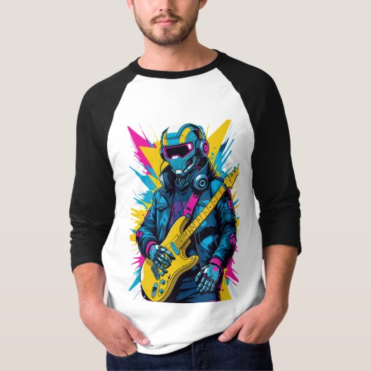 cyberpunk gitarist t-shirt (Voorkant)