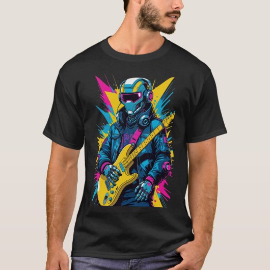 cyberpunk gitarist  t-shirt (Voorkant)