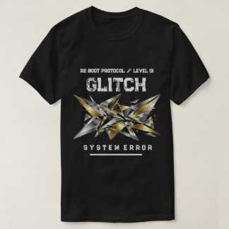 Cyberpunk Glitch Art Metallic Goud & Chroom Heren  T-shirt
