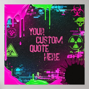 Cyberpunk Glitch Biohazard gepersonaliseerde offer Poster