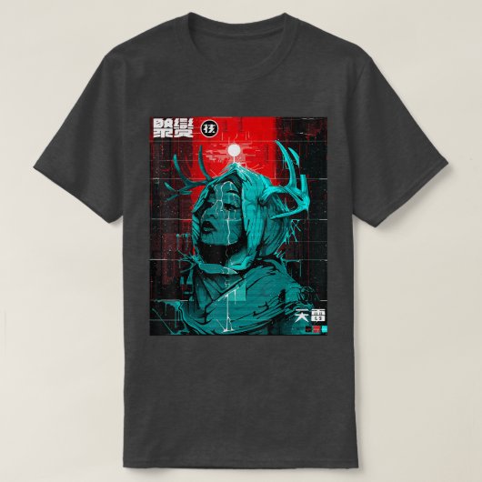 Cyberpunk Glitch Girl Urban Style Design Vaporwave T-shirt (Design voorkant)