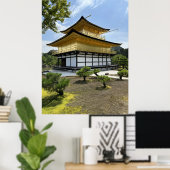 Cyberpunk Golden Pavilion Style Temple in Future Poster (Thuiskantoor)