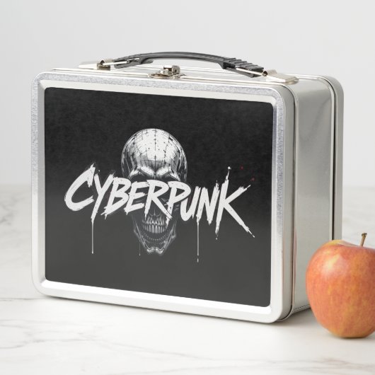 Cyberpunk Graffiti Skull | metalen lunchbox (In situ)