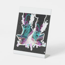 Cyberpunk Haaien Brainrot Sticker brainrot Reclamebord Met Voetstuk