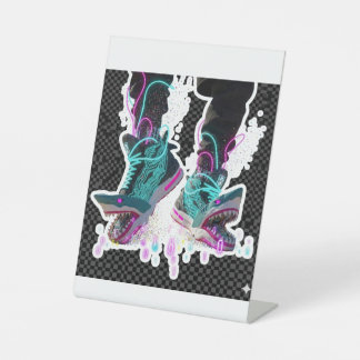 Cyberpunk Haaien Brainrot Sticker brainrot Reclamebord Met Voetstuk