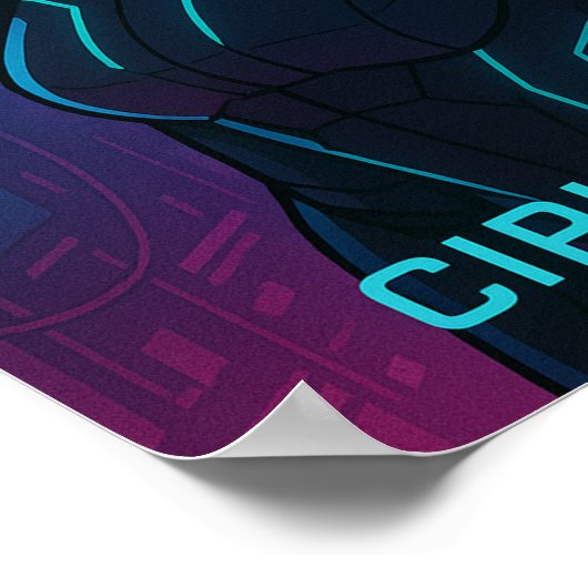 Cyberpunk Hacker Anime Girl Poster (Hoek)