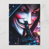 Cyberpunk Hacker Mask Ssst Neon Gloed Briefkaart (Voorkant)
