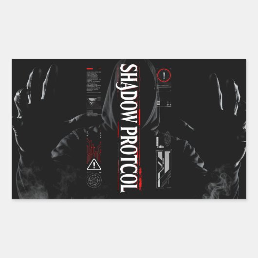 Cyberpunk Hacker Schaduwsticker Rechthoekige Sticker (Voorkant)