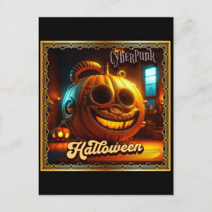 CYBERPUNK HALLOWEEN POMPOEN BRIEFKAART