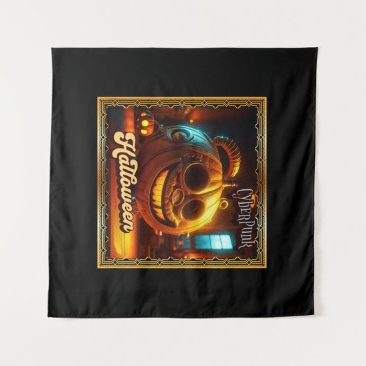 CYBERPUNK HALLOWEEN POMPOEN WANDKLEED (Voorkant (horizontaal))