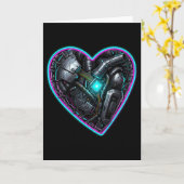 Cyberpunk Hart Valentijnspols Kaart (Gele Bloem)