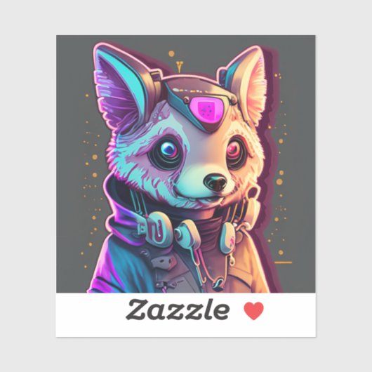 Cyberpunk hond 2 sticker (Vel)