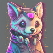 Cyberpunk hond 2 sticker (Voorkant)