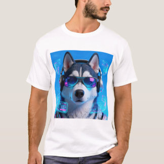 Cyberpunk Husky | Neon Tech-Style Avatar wordt T-shirt