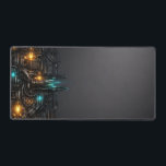 Cyberpunk Industrial Scavenger Tech Desk Mat<br><div class="desc">This Cyberpunk Industrial Scavenger Tech Desk Mat features a detailed left-anchor design of futuristic circuitry and mechanical components. Perfect for gaming setups, tech workstations, or as an industrial office gift. This ultra-wide desk pad offers a clean, high-performance surface for your mouse while keeping the intricate scavenger aesthetic visible around your...</div>