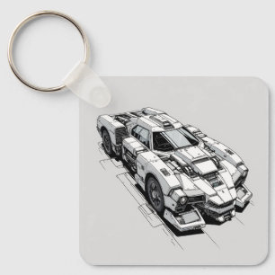 Cyberpunk Ink Car Illustration sleutelhanger