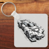 Cyberpunk Ink Car Illustration sleutelhanger (Voorkant)