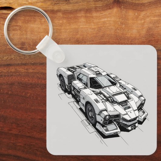 Cyberpunk Ink Car Illustration sleutelhanger (Voorkant)