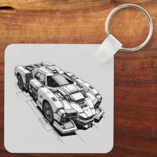 Cyberpunk Ink Car Illustration sleutelhanger (Achterkant)