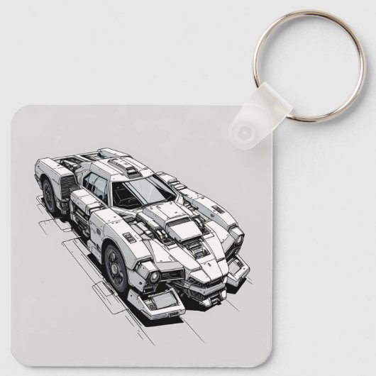 Cyberpunk Ink Car Illustration sleutelhanger (Achterkant)