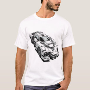 Cyberpunk Ink Tekening van Futuristische Auto T-shirt