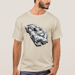 Cyberpunk Ink Tekening van Futuristische Auto T-shirt