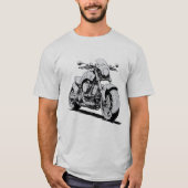 Cyberpunk Ink Tekening van Futuristische Motorfiet T-shirt (Voorkant)