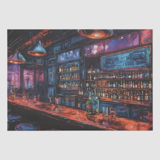 Cyberpunk inkschildering van een bar tissuepapier (Voorkant)