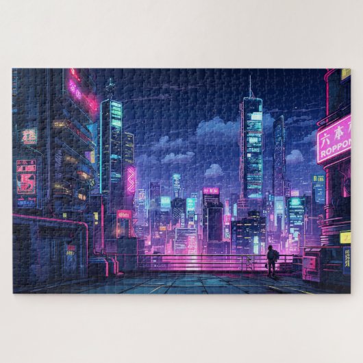 Cyberpunk Japan Rooftop Legpuzzel (Horizontaal)