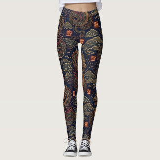 Cyberpunk Japanse Draak Neon Tech Patroon  Leggings